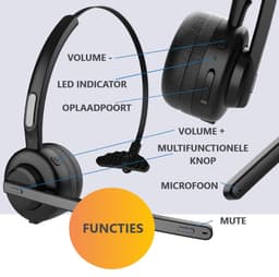 Professionele Draadloze Headset - Headset met Microfoon - Headset Draadloos - Noise Cancelling Hoofdtelefoon - Bluetooth Koptelefoon - Wireless Headset - Geschikt voor PC, Laptop, Telefoon — thumbnail 5