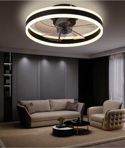 Ventilator Lamp - Plafondventilator - Smart Lamp - Dimbaar - 6 Speed - Zwart - Keuken Lamp - Woonkamerlamp - Moderne lamp — thumbnail 4