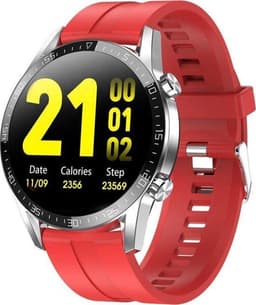 Belesy® Link - Smartwatch Dames - Smartwatch Heren - Horloge - Stappenteller - 1.4 inch - Kleurenscherm - Full Touch -Bluetooth Bellen - Zilver - Siliconen - Rood - Moederdag — thumbnail 1
