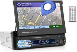 TechU™ T47 Autoradio met Uitklap Scherm – 1 Din 7 inch + Afstandsbediening – Bluetooth – USB – AUX – FM Radio – GPS Navigatie – Handsfree bellen – Autoradio met scherm — thumbnail 1