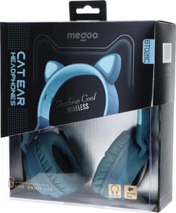 Kinder hoofdtelefoon - koptelefoon kinderen Bluetooth met led kattenoortjes blauw — thumbnail 5