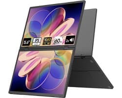 Logicom Nomad DUO - Portable Monitor - Full HD - 15,6" x 2 - IPS scherm - Vouwbaar scherm - Draagbare monitor - USB-C & Mini HDMI - Kickstand - zwart