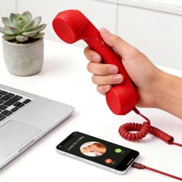 Retro Telefoonhoorn - Geschikt voor iPhone & Android - USB-C Bedrade Telefoonhoorn met Microfoon - Vintage Handset voor Bellen, Videogesprekken, Vergaderingen & Online Conferenties - Rood（2 Stuks） — thumbnail 5