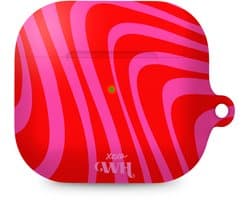 xoxo Wildhearts hoesje geschikt voor AirPods 3 - Berry Much - Matte - Ook als telefoonhoesje verkrijgbaar - schokbestendige case - koptelefoon hoesje - Mat - Beschermhoes met golvende print - golven - Rood - Roze