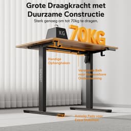 SENSE7 NOJO LIGHT - Elektrisch Verstelbaar Bureau - 100x60 cm - Geheugenfunctie - Zit Sta Bureau - Computertafel - Donkerbruin — thumbnail 3