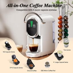 Koffiezetapparaat - Espressomachine - Thuisbarista - 4-in-1 functie - 1.1L tank - Grijs — thumbnail 3