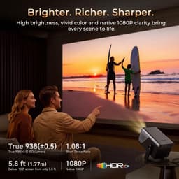 Beamer Draagbaar - 2000 ANSI Lumen - 1080P Native Resolutie - LCD Technologie - Android 14 OS - Voor Thuisbioscoop En Presentaties — thumbnail 4