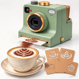 Koffieprinter - 3D Latte Art Printer - Printer - Latte Art Camera met één klik - Inclusief vier kaarten - Gebruiksvriendelijk - Herbruikbaar poedergereedschap - Geschikt voor cappuccino's en lattes - Groen - Willekeurige kaarten — thumbnail 1