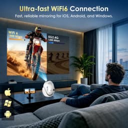 Mini Beamer Wit - Ingebouwde Apps - 4K Ondersteuning - LED Display - HDMI USB Wi-Fi Bluetooth - Voor Thuisbioscoop — thumbnail 4
