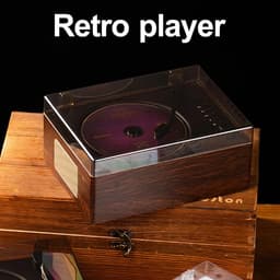 Draagbare cd-speler met Bluetooth en luidsprekers, compacte retro dvd-speler met afstandsbediening, ondersteunt USB/AUX/Type-C, oplaadbare muziekspeler, 3,5 mm AUX desktop cd-speler (walnootkleur) — thumbnail 4