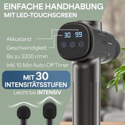 SnelShoppen - Massagepistool met 6 Massagekoppen, 30 Snelheden, USB-C Aansluiting en LCD-Touchscreen - Spiermassageapparaat voor Diepe Weefselmassage — thumbnail 3