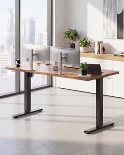 Devoko Elektrisch Verstelbaar Zit-Sta Bureau 120x60 cm Breed – Hoogte 73–118 cm – 2 Geheugenstanden, Zit-Herinnering, LED-Display en USB – Draagvermogen 70 kg – Vintagebruin — thumbnail 3