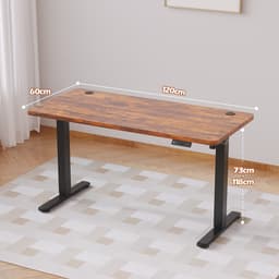 Devoko Elektrisch Verstelbaar Zit-Sta Bureau 120x60 cm Breed – Hoogte 73–118 cm – 2 Geheugenstanden, Zit-Herinnering, LED-Display en USB – Draagvermogen 70 kg – Vintagebruin — thumbnail 2