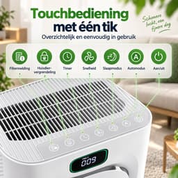 MUPOO Luchtreiniger met H13 HEPAfilter Tegen Stof, Pollen- CADR 295 m³/u -Koolstoffilter- Automatische Stand + Slaapstand 25 dB - PM2.5 Luchtkwaliteitsindicator -Air Purifier voor Woonkamer en Slaapkamer — thumbnail 3