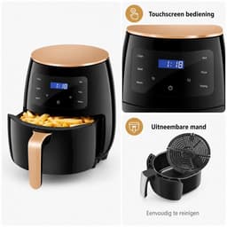 VERON VR-1010 Airfryer – 1400W – 4.5 Liter Binnenmand / 5.5Liter Buitenpan – Digitale Touchscreen – Zwart/Goud — thumbnail 4