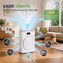 Luchtreiniger Hepa-filter Met Actieve Koolfilter - 48 Watt Vermogen - 40 m² Oppervlakte - Wit - Voor Huisdieren Allergieën — thumbnail 5