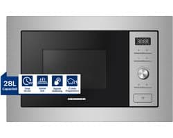 Heinner Inbouw Magnetron – 28 L – 900 W – 1000 W Grill – 5 Vermogensniveaus – Ontdooifunctie – 21 Automatische Programma’s – Digitale Bediening – RVS
