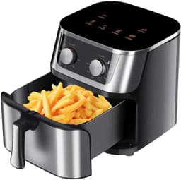 Atlasyx airfryer - Heteluchtfriteuse - Airfryer 8 liter - Airfryer rvs - Mechanische Bediening - 360° Verwarming - 1400 W - Zwart — thumbnail 1