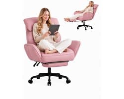 Dowinx Gamingstoel Roze – Ergonomische Bureaustoel met Massage en Pocketvering – Verstelbare Rugleuning – PU Leer – Grote Comfortabele Game Stoel