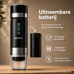 Seltrix Reserve Accu 7500 mAh - Uitsluitend Geschikt voor de Seltrix Draagbare Koffiemachine - Verwisselbare Batterij - Oplaadbaar via USB-C - Extra Accu voor Onderweg - Zwart — thumbnail 2