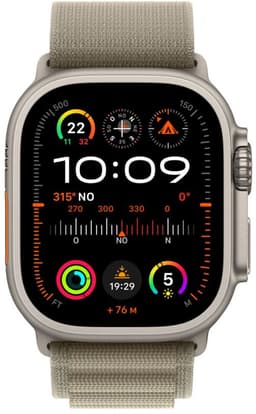 Apple Watch Ultra 2 GPS + Cellular 49 mm titanium met Alpine Loop olijfgroene band MREY3FD/A - maat M — thumbnail 3
