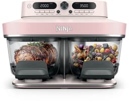 Ninja CRISPi DualZone Glazen Airfryer met 2 manden, 8 kookfuncties, Kook twee gerechten tegelijkertijd, PFAS-vrije glazen schalen, Inclusief deksels - Rosékwarts - DD102EUPK1 — thumbnail 1