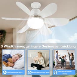Plafondventilator met lamp - Ventilatorlamp - Comfort in huis - Instelbare lichtkleur - 52CM - Wit — thumbnail 4