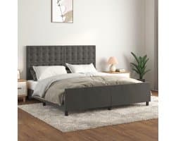 Bedframe met hoofdeinde, donkergrijs, 180 x 200 cm, fluweel, bedframe voor slaapkamer, hotel, logeerkamer, bedframe, familiebed voor slaapkamer, hotel, logeerkamer
