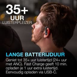 JLab Go Sport ANC Draadloze Sport Oordopjes - Active Noise Cancelling Oortjes Draadloos - 35 uur Batterij - Bluetooth - IP55 Zweetbestendig - In Ear - Hardlopen - Zwart — thumbnail 4
