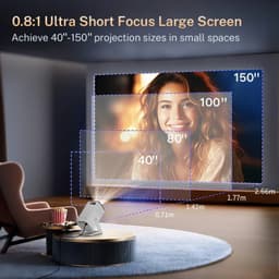 Mini beamer - Mini projector - draagbare beamer - WiFi 6 & Bluetooth 5.0 - 4K support - korte projectieafstand - Home Cinema — thumbnail 3