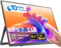 UPERFECT 15,6-inch draagbare touchscreen-monitor, 60 Hz, 1920x1080 FHD IPS, USB-C- & Mini-HDMI-poort, 10-punts touch, tweede scherm, FreeSync, voor laptop/telefoon/gameconsole, VESA-montage mogelijk — thumbnail 1