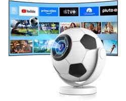 Mini Beamer Android 14.0 - 1280 x 720 Resolutie - 4K Ondersteuning - Wifi 6 Bluetooth 5.4 - Draagbaar Mobiele Projector