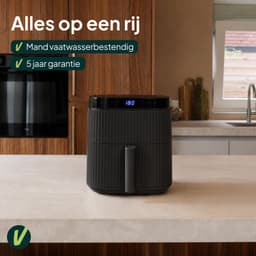 Vivid Green Airfryer 5L – Tot 5 Personen – 12 Programma's – Ribbeldesign – Vaatwasserbestendig – PFAS-vrij – Zwart — thumbnail 3
