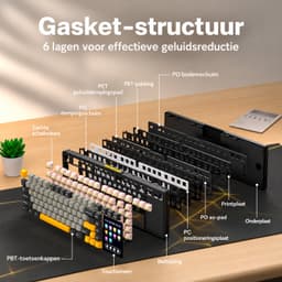 EPOMAKER x AULA L99 - Grijs / Geel - Mechanisch Gaming Toetsenbord – 96% Layout – Groot LCD Display – RGB – Tri-Mode – Hot-Swappable – Draadloos & Bedraad — thumbnail 5