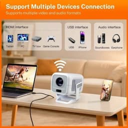Beamer 450 ANSI Lumen - Native 1080P Resolutie - 48W LED - Android 14 Systeem - Draagbare Projector - Entertainment - LCD Scherm — thumbnail 4