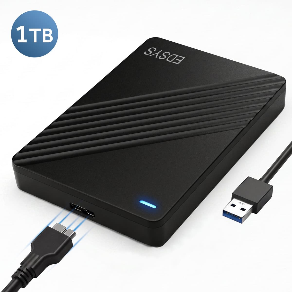 EDSYS Externe Harde Schijf 1 TB – HDD Hard Drive – Externe HDD Harddisk – Plug & Play – Extra Opslag — afbeelding 1