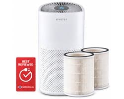 Evolar Luchtreiniger met 2x HEPA 13 Filter - CADR: 200m3/h - Air Purifier - Huisdieren - Slaapmodus - Slaapkamer / Woonkamer / Kantoor - Pure4