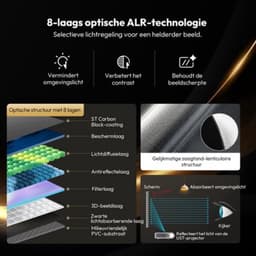 4K UHD Laser TV Beamer, 92 Inch Vrijstaand Uittrekbaar Elektrisch Scherm, ALR CLR, Mobiel Draagbaar Thuisbioscoop voor Ultra-Korte Projector — thumbnail 5