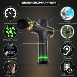 Sanbo Massage Gun Professioneel Elite - 30 Standen en 8 Opzetstukken - Massage apparaat - Massage Pistool - Elite (4000RPM) — thumbnail 4