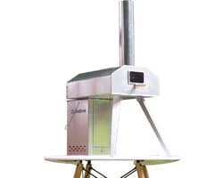 Qubestove 2 in 1 pizza oven op houtpellets, draagbaar voorzien van 12,6" roterende steen