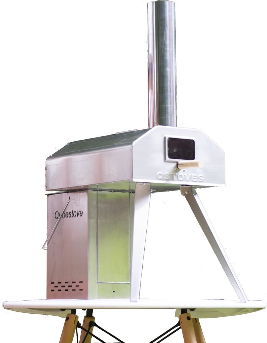 Qubestove 2 in 1 pizza oven op houtpellets, draagbaar voorzien van 12,6" roterende steen — afbeelding 1