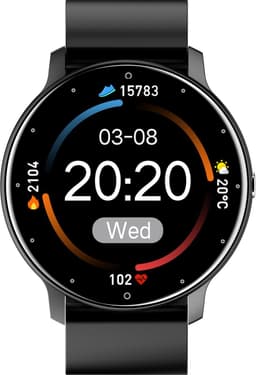 Kiraal Fit 5 - Smartwatch dames - Smartwatch Heren - Stappenteller - Full Screen - Fitness Tracker - Activity Tracker - Smartwatch Android & IOS - Zwart — thumbnail 2
