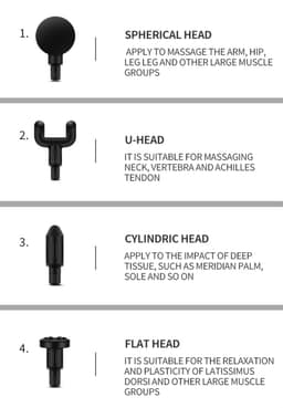 Mini massage gun - 4 koppen - 6 snelheden - diepe spierstimulatie - licht in gewicht (540 gram) - stil in gebruik - makkelijk mee te nemen — thumbnail 3