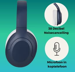 WiseQ ANC Koptelefoon Kinderen – Actieve Noise Cancelling – Draadloze Koptelefoon Kind – 35u Bluetooth – Hufterproof – Over Ear - Geluidsdempende koptelefoon met Microfoon - Blauw — thumbnail 5