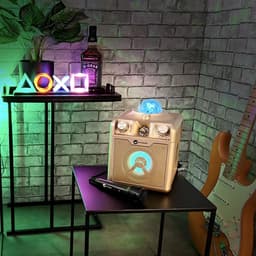N-GEAR Disco Star 710 Gold - Bluetooth Speaker - Karaoke Set - Party Box met Sterrenprojector & 2 Microfoons — thumbnail 2