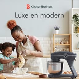 KitchenBrothers Keukenrobot - Keukenmachine - Touch Display en Timer - BPA-vrij - 6,2L - 1800W - Keukenmixer - Aluminium - Antraciet — thumbnail 2