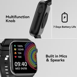 Fairweather Smartwatch Ultra – Heren & Dames – HD – Stappenteller – Slaapmeter – hartslagmeter – Geschikt voor iOS en Android - Zwart — thumbnail 2