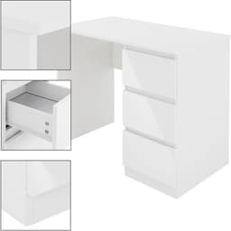 Bureau met drie lades, 90 x 76 x 50 cm, wit, van spaanplaat ML-Design — thumbnail 2