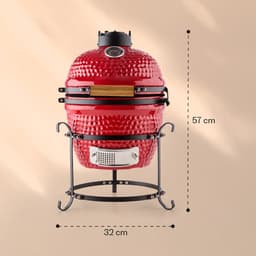 Princesize Kamado BBQ keramische barbecue roestvrij staal grillrooster smoker BBQ rood — thumbnail 5
