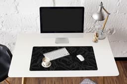 Muismat 90x45 cm - Bureaumat kantoor zwart - Computer en desktop accessoires - Muis en bureau mat onderlegger - Zwarte bureaulegger xl - Mousepad xxl - Kantoorartikelen decoratie - Muismatten office desk anti slip - Kantoormeubelen — thumbnail 5